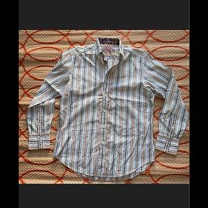 Robert Graham Button Front Shirt Stripe Men's M